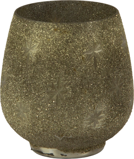 [26001A96] STAR Vase / Windlicht Höhe 13 cm Glas Glitter gold