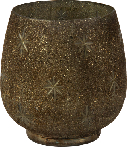 [26002A96] STAR Vase / Windlicht Höhe 15 cm Glas Glitter gold