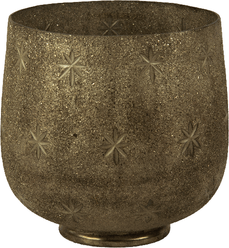 [26003A96] STAR Vase / Windlicht Höhe 22 cm Glas Glitter gold