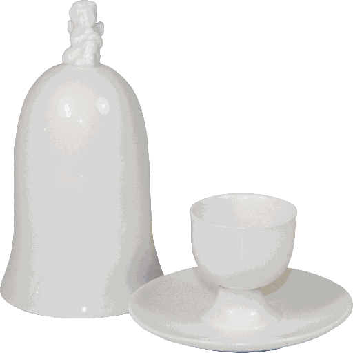 [11041A00] ANGELO Eierbecher mit Cloche 15 cm Porzellan weiß