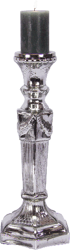 [13072A99] Candleholder Height 46,5 cm Peasant Silver