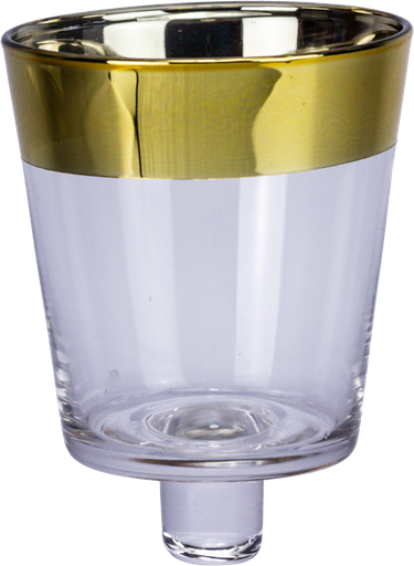 [14048A90] GOLD Teelicht-Aufsatzglas 7 cm Glas klar mit Goldrand