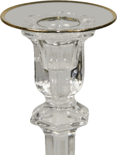 [15003A90] Kerzenteller Ø 7 cm Glas klar mit Goldrand