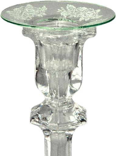 [15004A00] Bobeche Ø 7 cm Glass clear with Decor Roses white