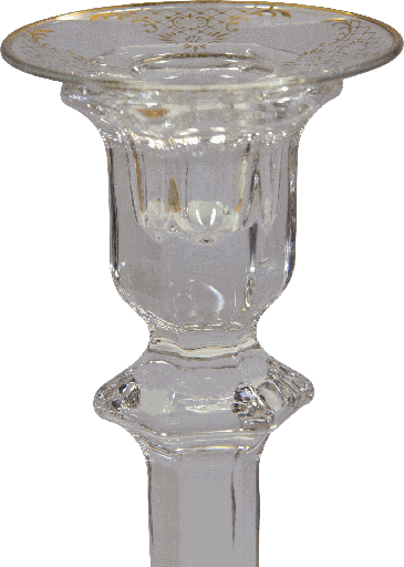 [15005A90] Bobeche Ø 7 cm Glass clear with Decor Garland gold
