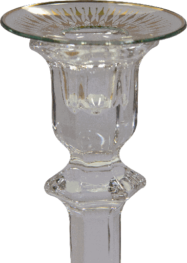 [15008A90] Bobeche Ø 7 cm Glass clear with Decor Ornament gold