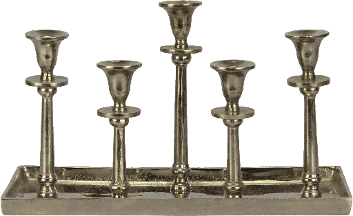 [17301A99] LINEA Kerzentablett 5-er 40 x 16 x 24 cm Metall antik-silber