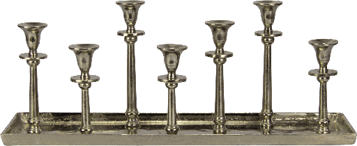 [17302A99] LINEA Candle-Tray 7-er 60 x 16 x 24 cm Metal antique-silver