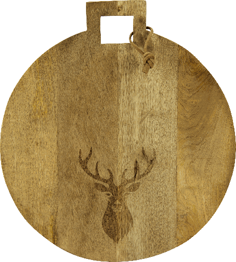 [17314V60] VENISON Schneidebrett mit Lasergravur ca. Ø 40 cm Mangoholz