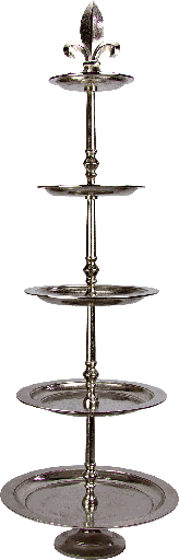 [17383A99] BOURBONE Cakestand 5-er 134 cm Metal antique-silver