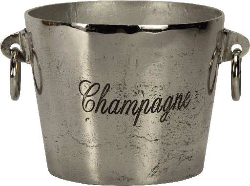 [18013A99] Wine & Champagner Cooler Ø 25 cm with 2 Ringes Metal antique-silver