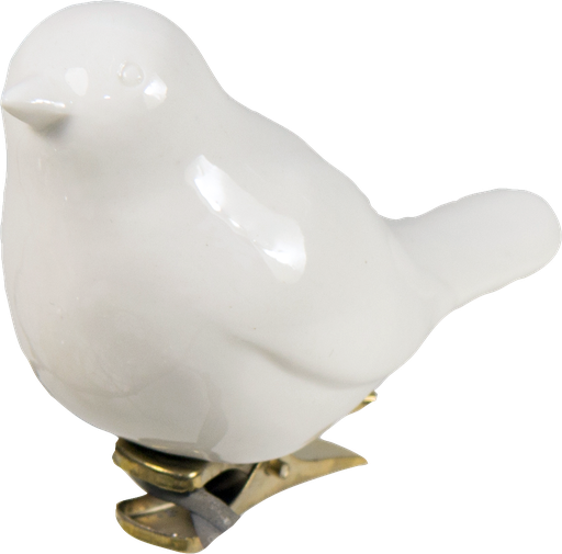 [18251A00] BIRD 7,8 cm on a Clip Porcelain white