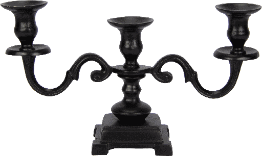 [19012A70] Candleholder 3-er Height 22,5 cm Metal black
