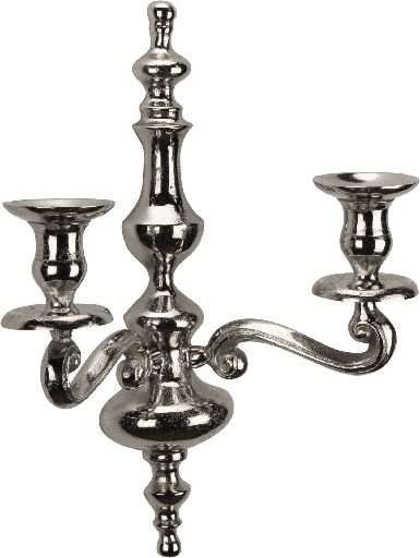 [19020A99] Wand-Kerzenleuchter 2-er 36 x 26 cm Metall antik-silber