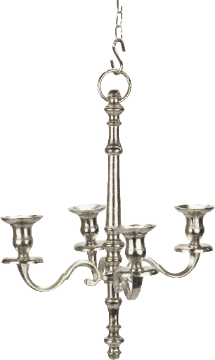 [19050A99] Chandelier 4-armed with Chain Height 44 cm Metal antique-silver