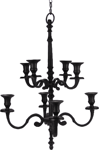 [19058A70] Kronleuchter 8-er mit Kette Höhe 61 cm Metall schwarz