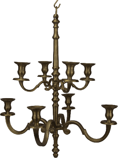 [19058A90] Kronleuchter 8-er mit Kette Höhe 61 cm Metall messing