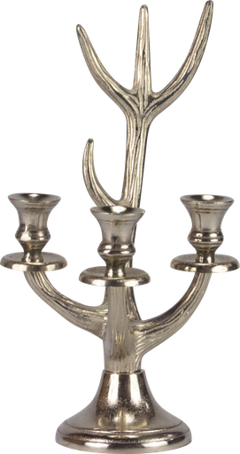 [19072A99] VENISON Candleholder 3-er 41 cm Metal antique-silver