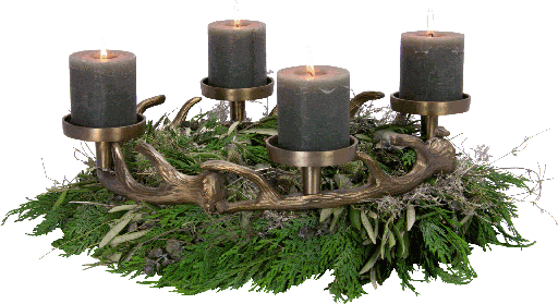 [19074A90] VENISON Advent Wreath for Pillar Candles Ø 46 cm Metal brass