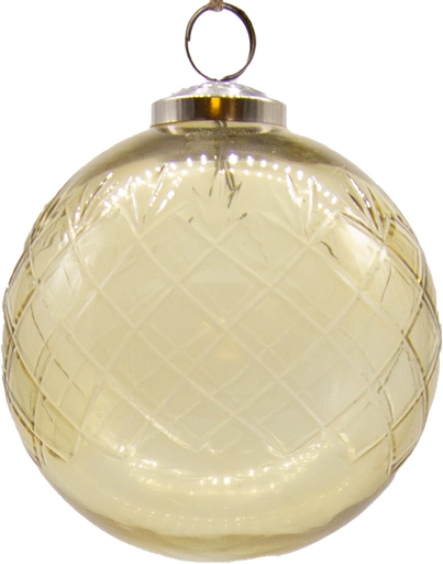 [21019W55] VINTAGE Ball Ø 10 cm Glass cutted amber