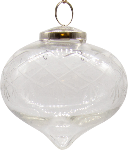 [21020W00] VINTAGE Onion Ø 10 cm Glass cutted clear