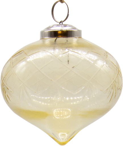 [21020W55] VINTAGE Onion Ø 10 cm Glass cutted amber