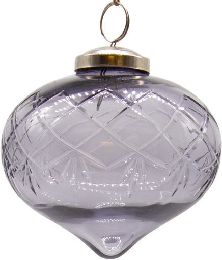 [21020W77] VINTAGE Onion Ø 10 cm Glass cutted smoke