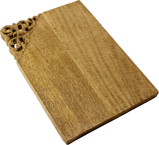 [22021A60] BAROQUE Schneidebrett mit Schnitzerei 25,5 x 35,5 cm Mangoholz