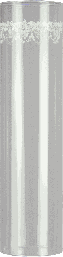 [23232A00] COVER Hurrican Height 30 cm Ø 7,5 cm Glass clear with Decor white